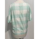 Style & Co. Gingham Tie Front Short Sleeve Button Up Linen Top Mint White Medium Green Photo 3