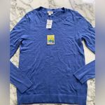 J.Crew NWT Teddie Purple Blue Cotton Pullover Sweater Sz M Small hole Incl patch Photo 8