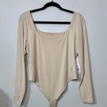 Lululemon Wundermost Nulu Square-Neck Bodysuit Long Sleeve Mojave Tan XL NWT Photo 4