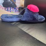 Kensie 🩷💙 Peep Toe Faux Fur Fuzzy Heart Slippers Navy Blue Size 9 Photo 4