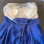 Women’s High Low Blue & White Formal Party Wedding Guest Satin Dress Size XL Photo 8