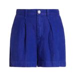 L'Agence NWT Zahari NAVY Linen High Rise Pleated Shorts, Size 30 New w/Tag Photo 1