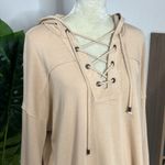 Aerie • lace up oversized hooded pullover sweater Photo 4