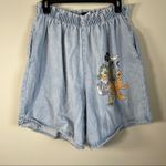 Disney Vintage Mickey Mouse High Rise Light Wash Mom Shorts Size 14 Photo 0