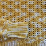 Hand Crochet Crew Neck Sweater Sz. S/M Yellow White Ribbed Cuff Grandma’s Best Photo 2