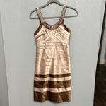BCBGMAXAZRIA  Bronze‎ & Champagne Satin Bandage Cocktail Dress Photo 1