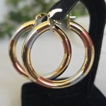 Gold Filled Tricolor Accent Hoop Earrings Photo 2