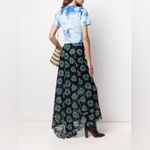 PACO RABANNE Asymmetric Floral Print Lace Skirt Blue Photo 5
