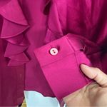 Lafayette 148 New York 100% silk ruffle blouse in fuschia pink EUC Size 6 Photo 7