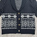 Lands’ End Women’s Wool Blend Cozy Lofty Jacquard Shawl Cardigan Sweater Black S Photo 6