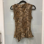 Sunny Leigh  Women's Cheetah Print Ruffle Sleeveless Sheer Blouse Shirt Top Sz S Photo 3
