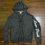 PINK - Victoria's Secret VS PINK Plush Lace Up Pullover Hoodie Size L  Photo 0