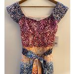 Julia Jordan NWT  Dress Rainbow Floral Multi Flutter Sleeve Ruffle Button Front 2 Photo 5