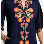 Frances‎ Valentine Navy Charming Caftan Poppy Embroidered Maxi Dress Photo 1
