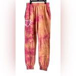 frankie's bikinis Aiden Sweatpants Joggers in Pink Sherbet Tie Dye, Size L, NWT Photo 6