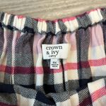 Crown & Ivy  Pink Blue Plaid 3/4 Sleeve Top On Or Off Shoulder J45 Photo 1
