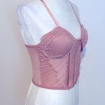 Charlotte Russe corset lace mesh mauvy pink crop tank top Photo 1