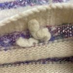 Handmade  Sweater Chunky Striped Women Cream Purple Cozy Fairycore Autumn Unique Photo 8