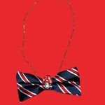 “Dainty Dapper” Striped Bow Tie Necklace Red Photo 4