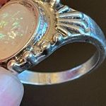 Round simulated opal silver plated ring size 6.5 Photo 7