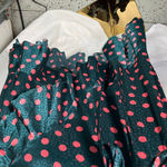 Queen B Maternity London Polka‎ Dot Satin Maxi Dress Teal Red Ruffle Hem Size 16 Green Photo 5