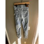 American Eagle  Light Wash Distressed Ripped Raw Hem Mom Jeans Photo 5