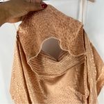 Hedge Your Bet Bandana Top‎ Peach Satin Animal Print Lightweight Smocked Pink Size M Photo 12