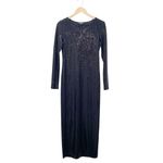 Bebe  Black Disco Dot Long Sleeve Maxi Dress Made in USA Bodycon Sequin Sz Medium Photo 7