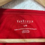 Van Heusen  Embroidered 3/4 sleeve red top, faux layered, Sz L, Casual Y2K Photo 3