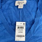 Style & Co Style Co Ribbed Pullover Sweater Palace Blue V Neck Long Sleeve Women's Large Photo 7