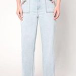 Driftwood Taylor Embroidered Jeans Light Wash High Rise Size 4 BOHO COQUETTE Photo 0