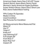 American Eagle  Jeans Size 2 26"x29" Super Stretch Skinny Jeans Black Denim Pants Women's  Photo 6