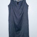 New Luciano Dante Blue Denim Paisley Print Sheath Dress Size 12 Photo 0