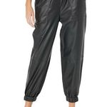 AG Adriano Goldschmied Black Faux Leather Nova Sweatpants Photo 0