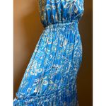 Nicole Miller boho Blue floral flowy Halter Maxi midi Dress XS resort wear Fairy Photo 2