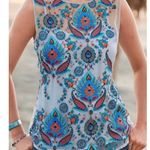 Sundance Catalog Top Women’s Sz XS Thermal BOHO Embroidered Shirt Blue Summer White Photo 2