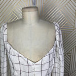 superdown  Marrie Flannel Puff Sleeve‎ Top White & Pink Size US Large Photo 3