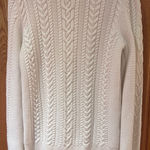 Banana Republic Ivory Chunky Cable Knit Crew Neck Button-Shoulder Sweater Small Photo 0