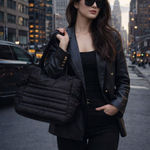 Jason Wu   Black  Puffer Hobo Zip Up Handbag 18x12 old money sporty Photo 0