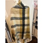 Max Studio Oversized Plaid Blanket Scarf Wrap Shawl Fringe Yellow Black Cream Photo 5