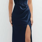 After Six  6888 Strapless Corset Satin Gown Midnight Navy Blue 2 Photo 0