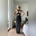 Elizabeth and James  Black Mila Halter Maxi Gown Slit Dress‎  Evening Designer XS Photo 4