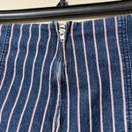 Altar'd State  small mini skirt blue red pinstripe zips up back stretchy denim Photo 5