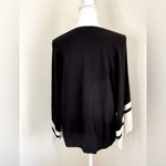 Eileen Fisher  Black Ivory Bateau‎ Neck Striped Sleeve Sweater Silk Blend Medium Photo 3