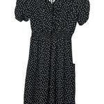 Good Luck Gem NWT Black & White Floral Ruched Short Sleeves Midi Dress Size XS Photo 4