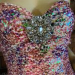 Jovani  STYLE 3784 PINK W/MULTI-COLOR SEQUINS STRAPLESS MERMAID STYLE DRESS (4) Photo 8