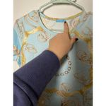 J. McLaughlin Blue Gold Catalina Cloth Equestrian Chain Short Sleeve Top M Photo 3