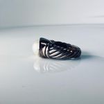 Sterling Silver Faux Pearl Cable Ring Photo 2