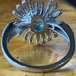 Natural Blue Apatite Sterling Silver Cocktail Ring Size 9 Photo 4