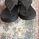 Crocs Monterey Diamante Embellished Thong Wedge Sandal Black Women's size 9 Photo 6